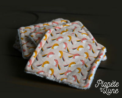Lingettes carrées démaquillantes lavables
